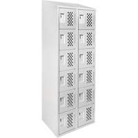 Clean-Line Perforated Lockerette, 6 -tier, Bank of 2, 15" x 72" x 12", Steel Distribution Jean Lapalme