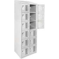 Clean-Line Perforated Lockerette, 6 -tier, Bank of 2, 15" x 72" x 12", Steel Distribution Jean Lapalme