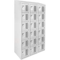 Clean-Line Perforated Lockerette, 6 -tier, Bank of 3, 15" x 72" x 12", Steel Distribution Jean Lapalme