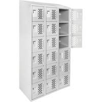 Clean-Line Perforated Lockerette, 6 -tier, Bank of 3, 15" x 72" x 12", Steel Distribution Jean Lapalme