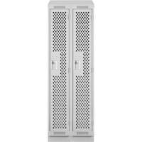 Clean Line Lockers, Bank of 2, 24" x 15" x 82", Steel, Grey, Rivet (Assembled), Perforated Distribution Jean Lapalme