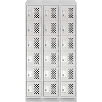 Clean-Line Perforated Lockerette, 6 -tier, Bank of 3, 12" x 72" x 12", Steel Distribution Jean Lapalme