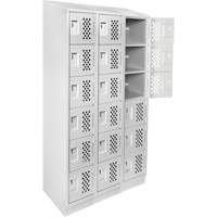 Clean-Line Perforated Lockerette, 6 -tier, Bank of 3, 12" x 72" x 12", Steel Distribution Jean Lapalme