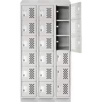Clean-Line Perforated Lockerette, 6 -tier, Bank of 3, 12" x 72" x 12", Steel Distribution Jean Lapalme