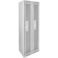Clean Line Lockers, 2 -tier, 12" x 12" x 72", Steel, Grey, Rivet (Assembled), Perforated Distribution Jean Lapalme