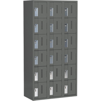Concorde Heavy-Duty Lockers, 6 -tier, Bank of 3, 36" x 18" x 72", Steel, Charcoal, Welded (Assembled) Distribution Jean Lapalme