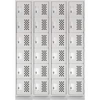 Assembled Clean Line Perforated Economy Lockers, 6 -tier, Bank of 4, 18" x 72" x 12", Steel Distribution Jean Lapalme