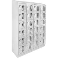 Assembled Clean Line Perforated Economy Lockers, 6 -tier, Bank of 4, 18" x 72" x 12", Steel Distribution Jean Lapalme