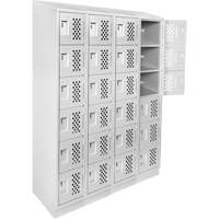 Assembled Clean Line Perforated Economy Lockers, 6 -tier, Bank of 4, 18" x 72" x 12", Steel Distribution Jean Lapalme