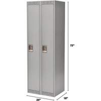 Lockers, Bank of 2, 24" x 18" x 72", Steel, Grey, Knocked Down Distribution Jean Lapalme