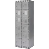 Lockers, 6 -tier, Bank of 2, 24" x 18" x 72", Steel, Grey, Knocked Down Distribution Jean Lapalme