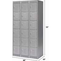Lockers, 6 -tier, Bank of 3, 36" x 18" x 72", Steel, Grey, Knocked Down Distribution Jean Lapalme