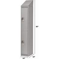 Lockers, 2 -tier, 12" x 18" x 82", Steel, Grey, Knocked Down Distribution Jean Lapalme