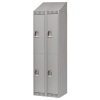 Lockers, 2 -tier, Bank of 2, 24" x 18" x 82", Steel, Grey, Knocked Down Distribution Jean Lapalme