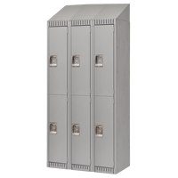 Lockers, 2 -tier, Bank of 3, 36" x 18" x 82", Steel, Grey, Knocked Down Distribution Jean Lapalme
