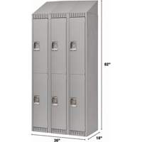 Lockers, 2 -tier, Bank of 3, 36" x 18" x 82", Steel, Grey, Knocked Down Distribution Jean Lapalme