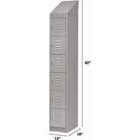 Lockers, 6 -tier, 12" x 18" x 82", Steel, Grey, Knocked Down Distribution Jean Lapalme