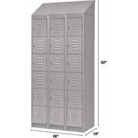 Casiers, 6 niveaux, Bloc de 3, 36" x 18" x 82", Acier, Gris, D&eacute;mont&eacute; Distribution Jean Lapalme