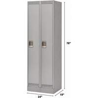 Lockers, Bank of 2, 24" x 18" x 76", Steel, Grey, Knocked Down Distribution Jean Lapalme