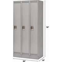 Lockers, Bank of 3, 36" x 18" x 76", Steel, Grey, Knocked Down Distribution Jean Lapalme