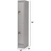 Casiers, 2 niveaux, 12" x 18" x 76", Acier, Gris, D&eacute;mont&eacute; Distribution Jean Lapalme
