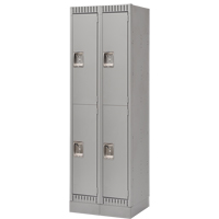 Lockers, 2 -tier, Bank of 2, 24" x 18" x 76", Steel, Grey, Knocked Down Distribution Jean Lapalme