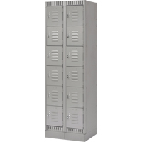 Lockers, 6 -tier, Bank of 2, 24" x 18" x 76", Steel, Grey, Knocked Down Distribution Jean Lapalme