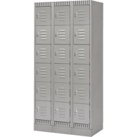 Lockers, 6 -tier, Bank of 3, 36" x 18" x 76", Steel, Grey, Knocked Down Distribution Jean Lapalme