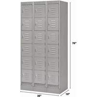 Lockers, 6 -tier, Bank of 3, 36" x 18" x 76", Steel, Grey, Knocked Down Distribution Jean Lapalme