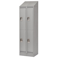 Lockers, 2 -tier, Bank of 2, 24" x 18" x 86", Steel, Grey, Knocked Down Distribution Jean Lapalme