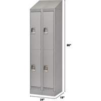 Lockers, 2 -tier, Bank of 2, 24" x 18" x 86", Steel, Grey, Knocked Down Distribution Jean Lapalme