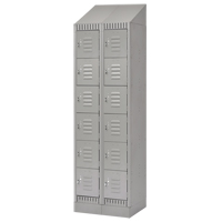 Lockers, 6 -tier, Bank of 2, 24" x 18" x 86", Steel, Grey, Knocked Down Distribution Jean Lapalme