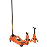 Cric de service &agrave; profil bas avec chandelles de s&eacute;curit&eacute;, 3 tonne(s) Capacit&eacute;, 2-19/20" Abaiss&eacute;e, 19-9/10" &eacute;lev&eacute;e, Hydraulique &agrave; main Distribution Jean Lapalme
