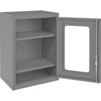 Wall-Mountable Storage Cabinet with Clearview Doors, 26-15/16" H x 18-1/8" W x 13-11/16" D, 2 Shelves, Steel, Grey Distribution Jean Lapalme