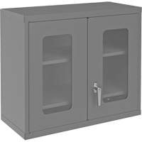 Wall-Mountable Storage Cabinet with Clearview Doors, 26-15/16" H x 29-7/8" W x 13-11/16" D, 2 Shelves, Steel, Grey Distribution Jean Lapalme