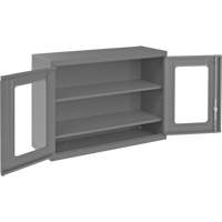 Wall-Mountable Storage Cabinet with Clearview Doors, 26-15/16" H x 35-7/8" W x 13-11/16" D, 2 Shelves, Steel, Grey Distribution Jean Lapalme