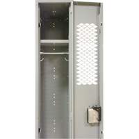 Vented Lockers, Bank of 3, 36" x 18" x 88", Steel, Grey, Knocked Down, Perforated Distribution Jean Lapalme