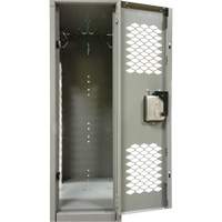 Vented Lockers, 2 -tier, Bank of 3, 36" x 18" x 88", Steel, Grey, Knocked Down, Perforated Distribution Jean Lapalme