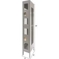 Casiers ventil&eacute;s, 2 niveaux, 12" x 18" x 78", Acier, Gris, D&eacute;mont&eacute;, Perfor&eacute; Distribution Jean Lapalme