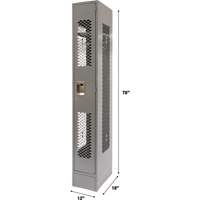 Vented Lockers, 12" x 18" x 78", Steel, Grey, Knocked Down, Perforated Distribution Jean Lapalme