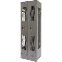 Vented Lockers, Bank of 2, 24" x 18" x 78", Steel, Grey, Knocked Down, Perforated Distribution Jean Lapalme