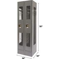 Vented Lockers, Bank of 2, 24" x 18" x 78", Steel, Grey, Knocked Down, Perforated Distribution Jean Lapalme