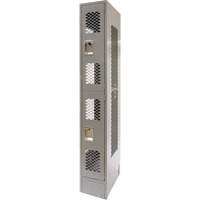 Vented Lockers, 2 -tier, 12" x 18" x 78", Steel, Grey, Knocked Down, Perforated Distribution Jean Lapalme