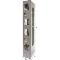Vented Lockers, 2 -tier, 12" x 18" x 78", Steel, Grey, Knocked Down, Perforated Distribution Jean Lapalme