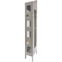 Vented Lockers, 2 -tier, 12" x 18" x 88", Steel, Grey, Knocked Down, Perforated Distribution Jean Lapalme