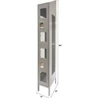 Vented Lockers, 2 -tier, 12" x 18" x 88", Steel, Grey, Knocked Down, Perforated Distribution Jean Lapalme