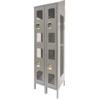 Vented Lockers, 2 -tier, Bank of 2, 24" x 18" x 88", Steel, Grey, Knocked Down, Perforated Distribution Jean Lapalme