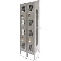 Vented Lockers, 2 -tier, Bank of 2, 24" x 18" x 88", Steel, Grey, Knocked Down, Perforated Distribution Jean Lapalme