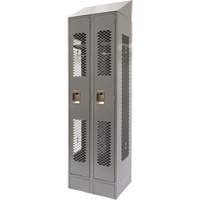 Vented Lockers, Bank of 2, 24" x 18" x 88", Steel, Grey, Knocked Down, Perforated Distribution Jean Lapalme