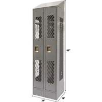Vented Lockers, Bank of 2, 24" x 18" x 88", Steel, Grey, Knocked Down, Perforated Distribution Jean Lapalme